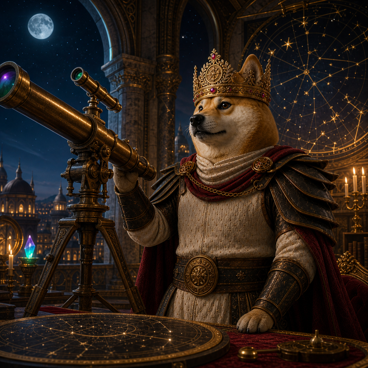 Dogeus Maximus in a moonlit royal observatory