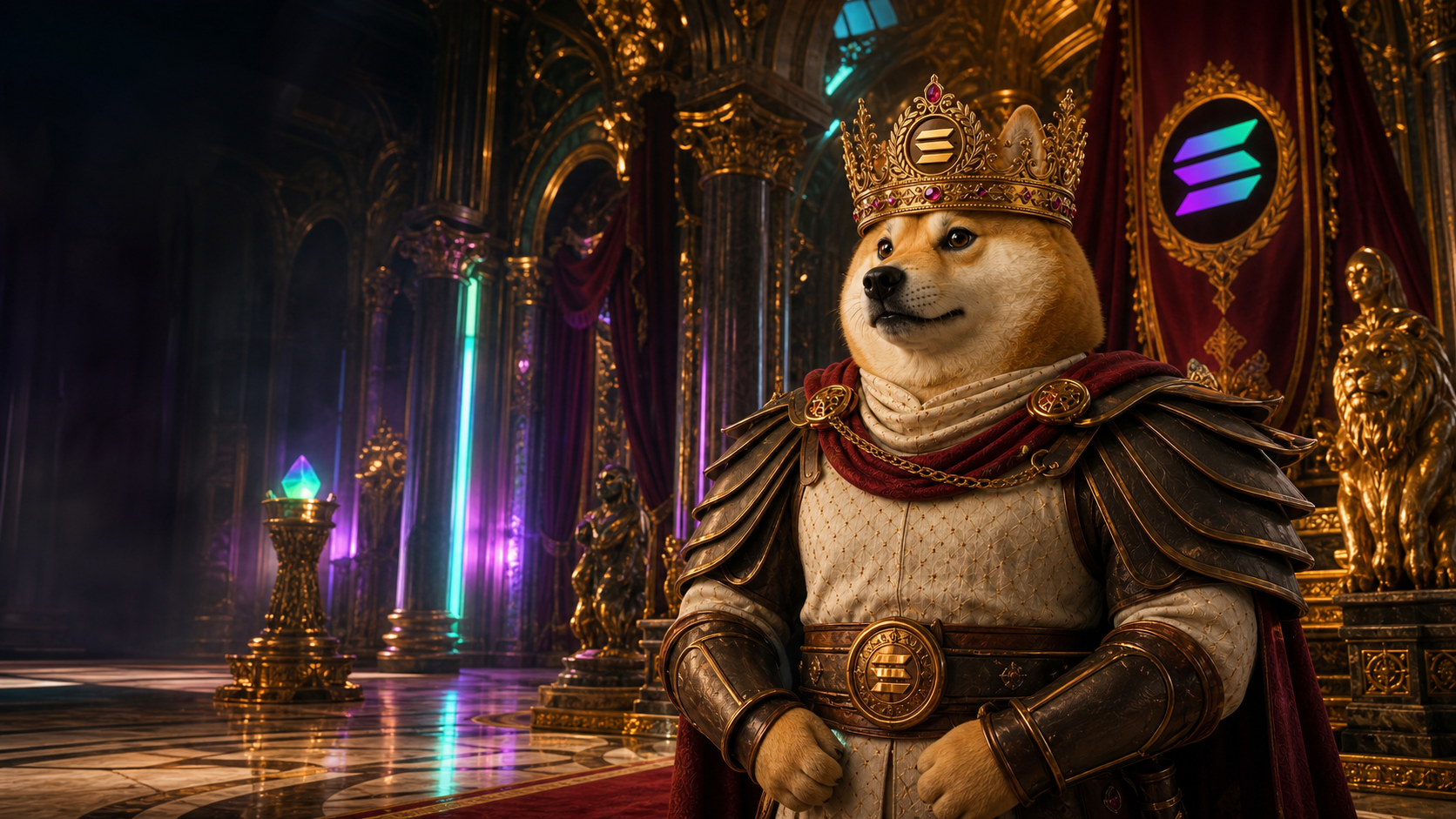 Dogeus Maximus in a golden Solana palace